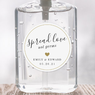 Pegatina Redonda Moderna Boda de Oro Favor Mano Sanitizer