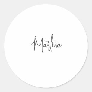 Pegatina Redonda Moderna caligrafía creativa Minimalista plana blan