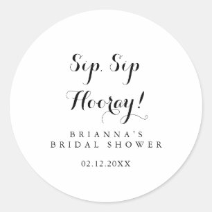 Pegatina Redonda Moderna caligrafía Sip Sip Hooray Bridal Shower