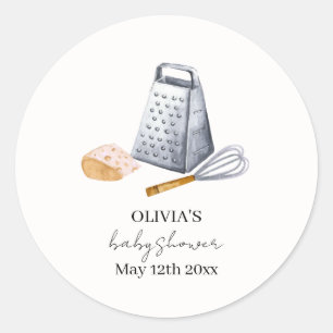 Pegatina Redonda Moderna cocina Minimalista de chef Baby Shower