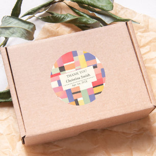 Pegatina Redonda Moderna Cute Vivid Color Block Retirement Gracias