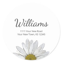 Moderna Daisies Trendy Gray Script Return Address