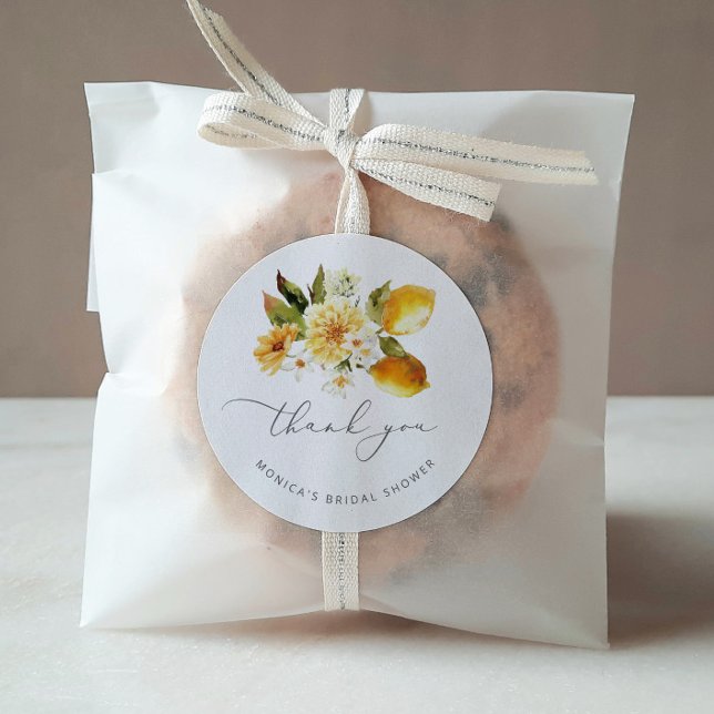 Pegatina Redonda Moderna ducha de novia de limón (Subido por el creador)