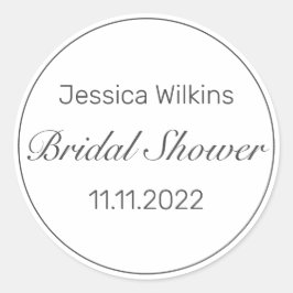 Pegatina Redonda Moderna ducha de novia Minimalista negra blanca