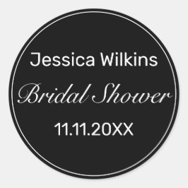 Pegatina Redonda Moderna ducha de novia Minimalista negra blanca