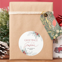 Pegatina Redonda Moderna elegancia minimalista Navidad vegetación