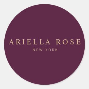 Pegatina Redonda Moderna elegancia Profesional Borgoña Color del vi