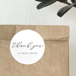 Pegatina Redonda Moderna Elegante Boda Favor Gracias