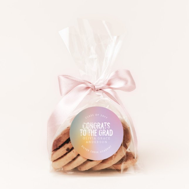 Pegatina Redonda Moderna fiesta de graduación de fotos rosa con arc (Subido por el creador)