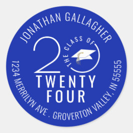 Pegatina Redonda Moderna graduación Dirección de retorno real del a