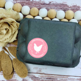 Pegatina Redonda Moderna Granja Personalizada Huevo fresco Nombre c