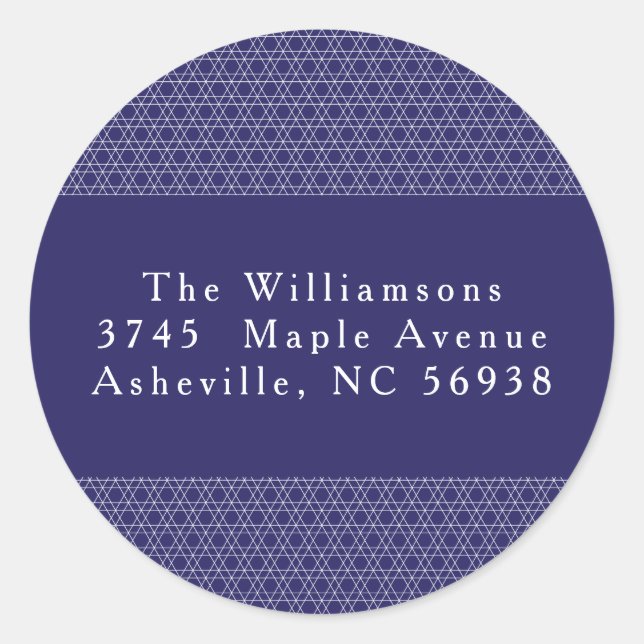 Pegatina Redonda Moderna Hanukkah Star Lines Dirección de retorno a (Anverso)