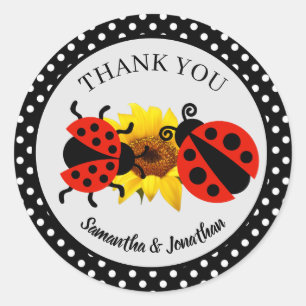 Pegatina Redonda Moderna Ladybug Gracias Clásica Redonda Stic