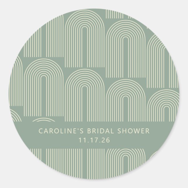 Pegatina Redonda Moderna línea de arca Art Sage Personalizado Brida (Anverso)