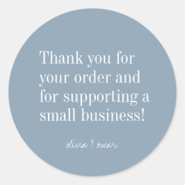 Pegatina Redonda Moderna Minimalista Dusty Blue Editable Gracias