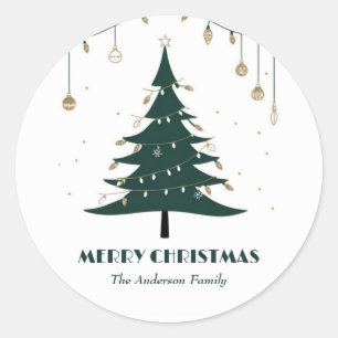 Pegatina Redonda Moderna Minimalista Feliz Navidad Elegante