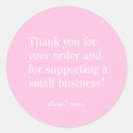 Pegatina Redonda Moderna Minimalista Girly Pink Editable Gracias
