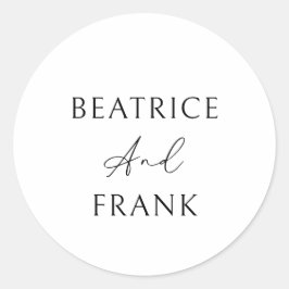Pegatina Redonda Moderna Minimalista Simple Formal Elegante Boda