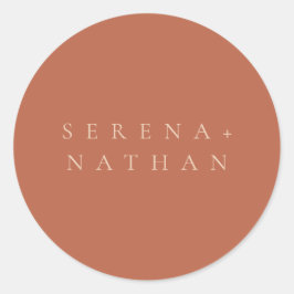 Pegatina Redonda Moderna Moda mínima Rubor y Boda de puesta de sol 