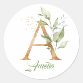 Pegatina Redonda Moderna moda Relieve metalizado monocasco verde y