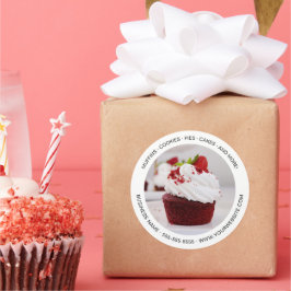 Pegatina Redonda Moderna panadería minimal Personalizado foto blanc