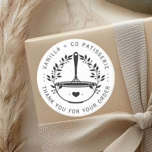 Pegatina Redonda Moderna Panadería Pastelería Cliente Gracias
