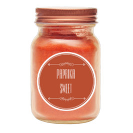 Pegatina Redonda Moderna Paprika personalizada Sweet Red White Text