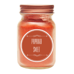 Pegatina Redonda Moderna Paprika personalizada Sweet Red White Text