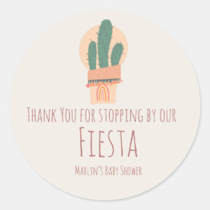 Pegatina Redonda Moderna planta de Cactus Potant Rainbow Bridal Bab