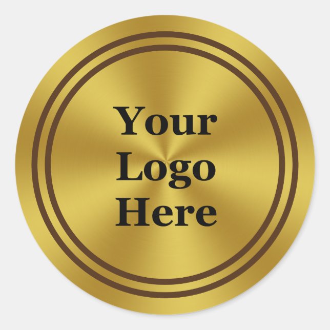 Pegatina Redonda Moderna plantilla Faux Gold Your Logo Here (Anverso)