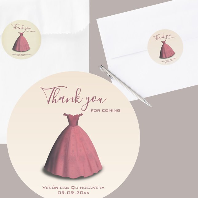 Pegatina Redonda Moderna Quinceañera mis quince gracias (Subido por el creador)