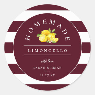 Pegatina Redonda Moderna raya de Limoncello Borgoña