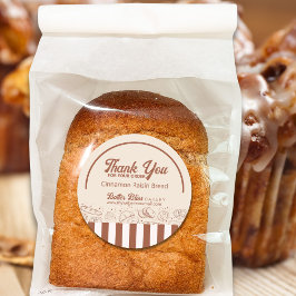 Pegatina Redonda Moderna tienda de panadería beige marrón