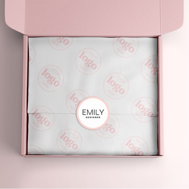 Pegatina Redonda Moderna tipografía negra de borde rosado (Subido por el creador)