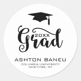 Pegatina Redonda Moderna tipografía negra-graduación
