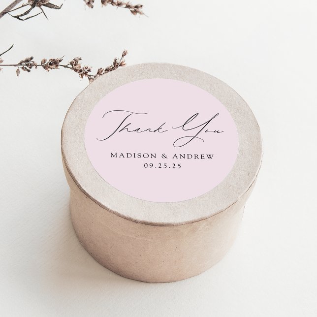 Pegatina Redonda Moderna y elegante Boda de Lavanda Gracias (Subido por el creador)