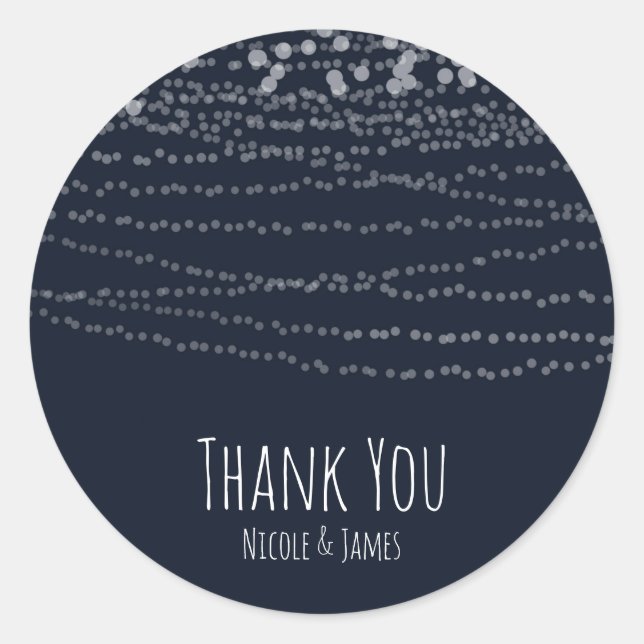 Pegatina Redonda Moderna y elegante cadena de luces Celebración azu (Anverso)