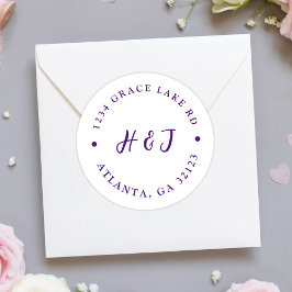 Pegatina Redonda Moderna y elegante dirección de retorno de Boda mí