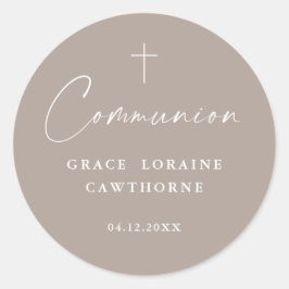 Pegatina Redonda Moderna y elegante escritura Neutral Primera Comun