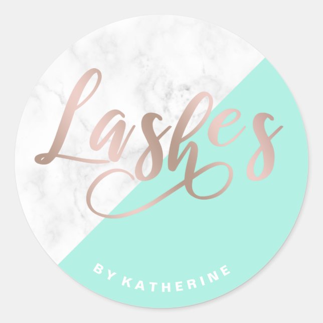 Pegatina Redonda Moderna y elegante extensión de mármol y rosas de  (Anverso)