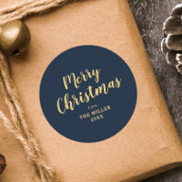 Moderna y elegante familia Blue Merry Christmas