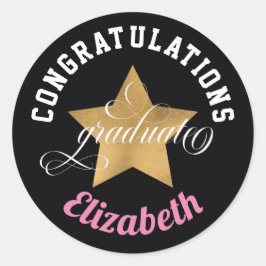 Pegatina Redonda Moderna y elegante felicitación Graduación en Mono