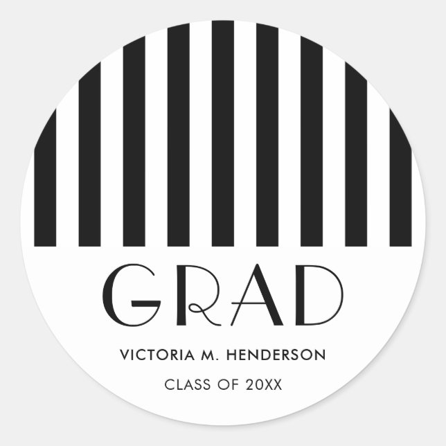 Pegatina Redonda Moderna y elegante fiesta de graduación en blanco  (Anverso)