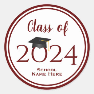 Pegatina Redonda Moderna y elegante graduación de tipografía roja d