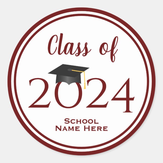 Pegatina Redonda Moderna y elegante graduación de tipografía roja d (Anverso)