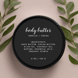 Pegatina Redonda Moderna y elegante lista de ingredientes negros