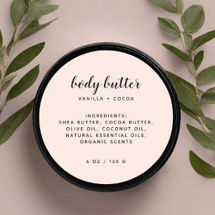 Pegatina Redonda Moderna y elegante lista de ingredientes rosa de c