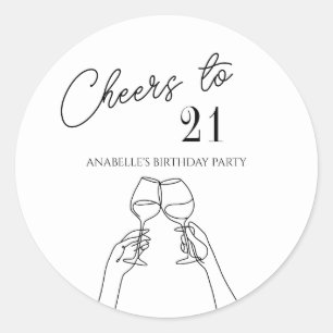Pegatina Redonda Moderna y elegante moda anima a la fiesta de cumpl