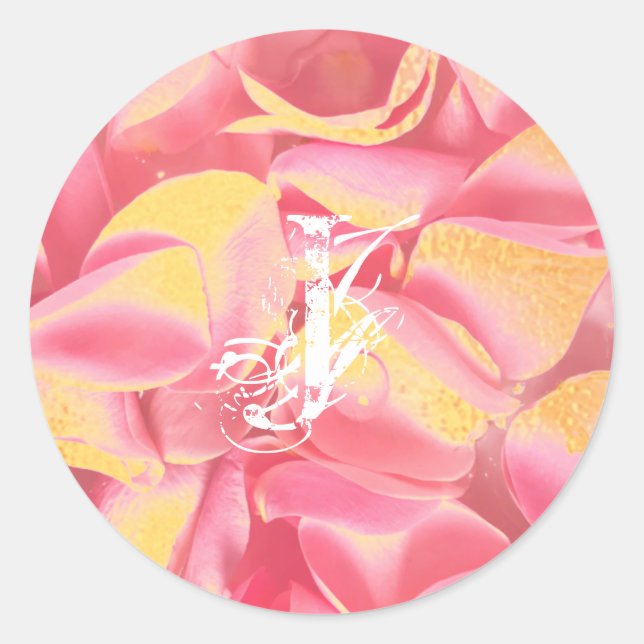 Pegatina Redonda Moderna y elegante plantilla de monograma dorado r (Anverso)