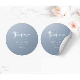 Pegatina Redonda Moderna y Minimalista | Boda azul turbio